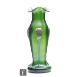 Kralik - An early 20th Century vase of slender shouldered ovoid form with a tri-form rim,