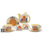Clarice Cliff - Crocus - A Stamford early morning breakfast service circa 1930, hand painted with