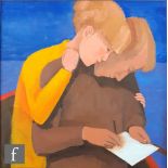 Franz Wesselman (Born 1953) - 'The Letter', oil on board, signed, framed, 22cm x 22cm, frame size