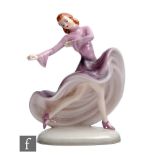 Stephan Dakon - Royal Belvedere - A 1930s Art Deco figure modelled as a dancing lady in a purple