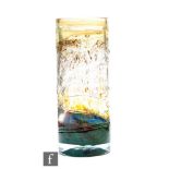 Michael Harris - Isle of Wight Glass - A cylinder vase decorated with self colour random strapping