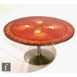 Poul Cadovius and Bjorn Wiinblad - France & Søn - A circular pedestal table, the signed hand painted