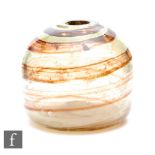 Michael Harris - Isle of Wight - A later 20th Century Tortoiseshell glass vase of compressed ovoid