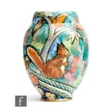 Carlton Ware - An Art Deco vase of swollen form decorated in the Animal pattern with a squirrel