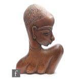 Attributed to Hagenauer - A carved wooden bust, modelled as a stylised African woman in profile with