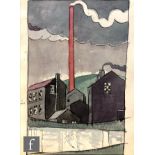 Albert Wainwright (1898-1943) - A sketch depicting a view of industrial buildings with chimney, to
