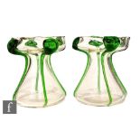 Stuart & Sons - A pair of early 20th Century clear crystal glass vases of tapered form with a