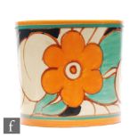 Clarice Cliff - Floreat - A large drum shape preserve pot base circa 1929, hand painted with a