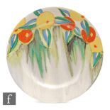 Clarice Cliff - Delecia Citrus - A 9 inch circular plate circa 1932, hand painted with a band of