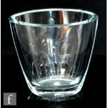 Unknown - Swedish - A clear crystal vase of elliptical form with heavy cased wall engraved with a
