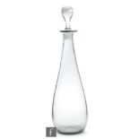 Per Lutken - Holmegaard - A post war glass decanter of teardrop form with conforming stopper, in a
