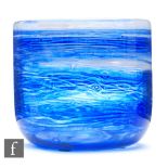 Michael Harris - Isle of Wight - A later 20th Century glass Blue and White Swirls glass vase of