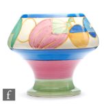 Clarice Cliff - Pastel Melon - A shape 341 vase circa 1932, hand painted with a band of geometric