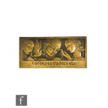 Jean Vernon - A French rectangular bronze plaque entitled Le Secret Du Bonheur depicting the heads