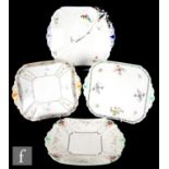 Shelley - Four 1930s Art Deco Queen Anne shaped cake or bread and butter plates comprising one in
