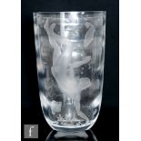 Boda - A 1930s Pearl Diver crystal glass vase of slightly compressed sleeve form with optic