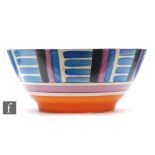 Clarice Cliff - Blue Daisy (Variant) - A large Havre shape fruit bowl circa 1930, hand painted