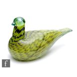 Oiva Toikka - Iittala - A contemporary stylised glass study of a bird, the body in a graduated green