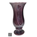 Unknown - A 19th Century glass Chaldedony vase of footed ovoid form with flared rim, decorated