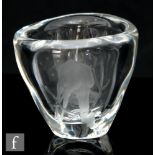 Vicke Lindstrand - Kosta - A large clear crystal vase of triangular form with heavy cased wall,
