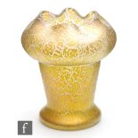 Loetz - An early 20th Century Candia Mimosa glass vase of footed tapering form below a swollen