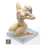Ars Pulchra of Torino - A 1950s Italian pottery model of a kneeling female nude writhing, having