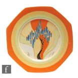 Clarice Cliff - Windbells - A large Octagonal plate circa 1933, hand painted with a stylised tree