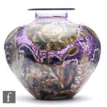 Jonathan Harris - Graal - A contemporary studio glass Silver Cameo glass vase, cased in mottled