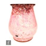 Monart - A 1930s glass vase of swollen footed form with an everted rim, shape RA, with black and
