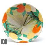 Clarice Cliff - Delecia Peaches - A large conical fruit bowl circa 1932, hand painted to the