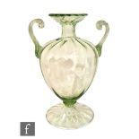 Salviati & C. - A Murano Transparente Soffiato glass vase, circa 1910, of footed baluster form,