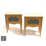 Unknown - Possibly French a pair of 1950s satin walnut bedside/lamp tables in the Louis XVI style,