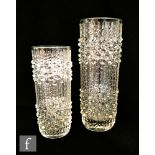 Frantisek Peceny - Hermanova Hut - A 1970s clear pressed glass vase of cylindrical form with a dot