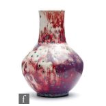Ruskin Pottery - A high fired vase of angular form decorated in an all over sang de beouf glaze with