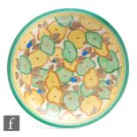 Clarice Cliff - Green Chintz - A large dish form charger circa 1932, hand painted with stylised