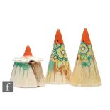 Clarice Cliff - Jonquil - A Conical cruet set circa 1933, hand painted with stylised flowers and