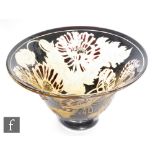 A contemporary Caithness Glass Studio Collection cameo glass bowl titled Poppies, designed by