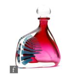 Karlin Rushbrooke - A contemporary studio glass 'Wedge' scent bottle of compressed and drawn form,