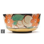 Clarice Cliff - Floreat - A large Octagonal fruit bowl circa 1930, hand painted with a band of