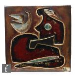 Helmut Schaffenacker - A post war wall plaque of square form design number 528, decorated with an