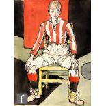 Albert Wainwright (1898-1943) - A study of a young man seated and dressed in football kit before