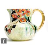 Carlton Ware - A 1930s Art Deco jug decorated in the Gum Flower pattern, printed script mark, height