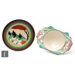 Clarice Cliff - Limberlost - A Daffordil shape grapefruit dish circa 1932, hand painted with a
