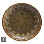 Soholm - A 1960s stoneware shallow dish of circular form, decorated to the centre with a spiral