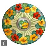 Crown Devon - A 1930s footed shallow conical bowl circa 1930, hand painted with Nasturtium flowers
