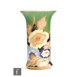 Carlton Ware - A small 1930s Art Deco vase of flared form decorated in the Jagged Bouquet pattern,