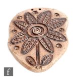 Gulvi Nilsson - Laholm - A post war plaque of shaped form decorated with a glaze flooded flower, all