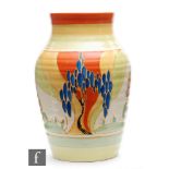 Clarice Cliff - Windbells - A 10 inch Isis vase circa 1933, hand painted with a stylised tree and
