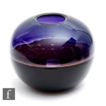 Ian Bamforth - A contemporary studio glass vase of compressed spherical form with an incalmo body