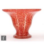 WMF - A 1930s Ikora glass vase of stepped flared form, decorated with red and opal fissuring